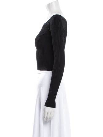 Alice + Olivia Bateau Neckline Long Sleeve Crop Top