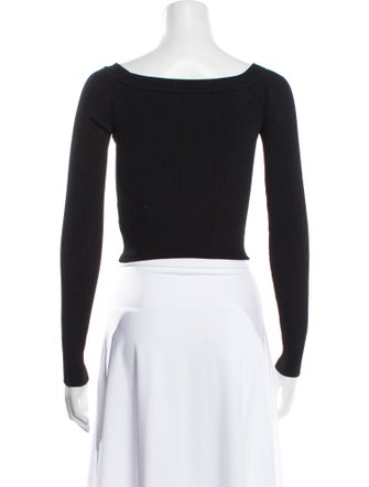 Alice + Olivia Bateau Neckline Long Sleeve Crop Top