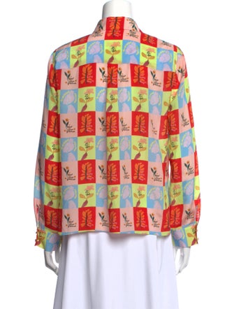 Alice + Olivia Silk Printed Button-Up Top