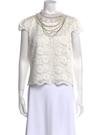 Alice + Olivia Mock Neck Short Sleeve Crop Top