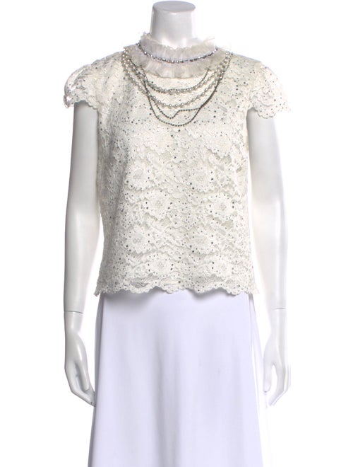 Alice + Olivia Mock Neck Short Sleeve Crop Top