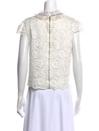 Alice + Olivia Mock Neck Short Sleeve Crop Top