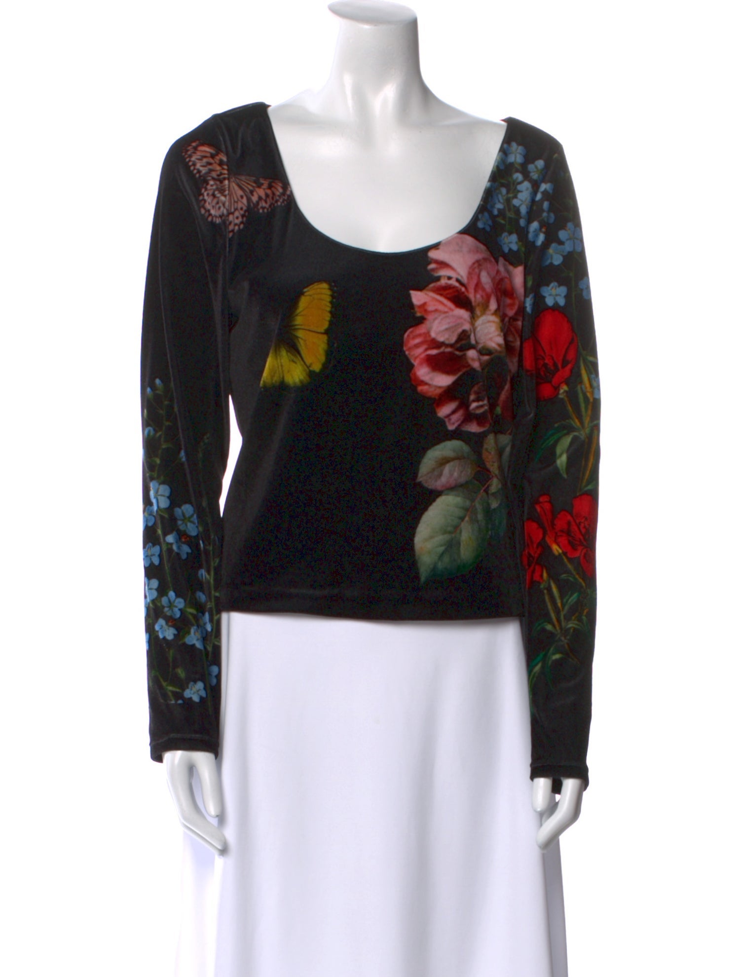 Alice + Olivia Floral Print Scoop Neck Top