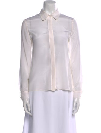 Alice + Olivia Silk Long Sleeve Button-Up Top