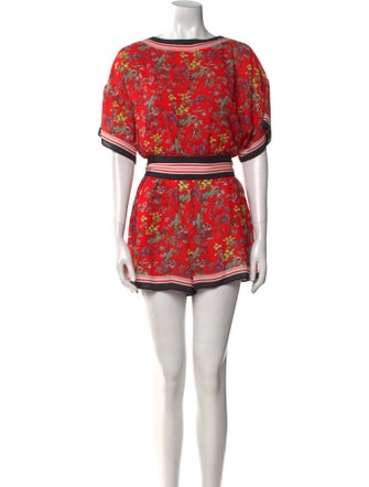 Alice + Olivia Printed Bateau Neckline Romper