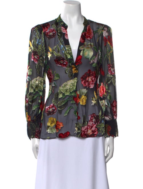 Alice + Olivia Silk Floral Print Blouse