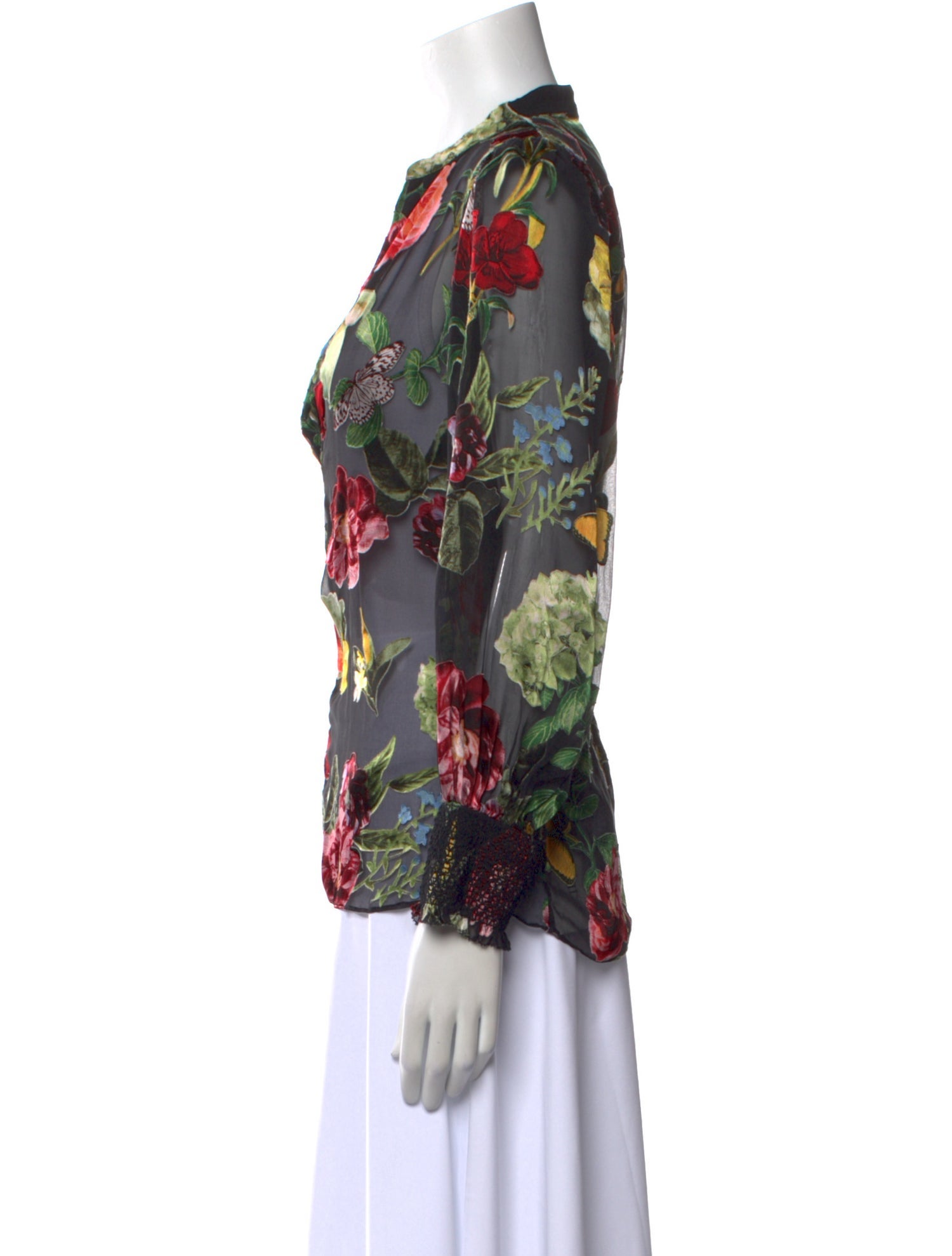 Alice + Olivia Silk Floral Print Blouse