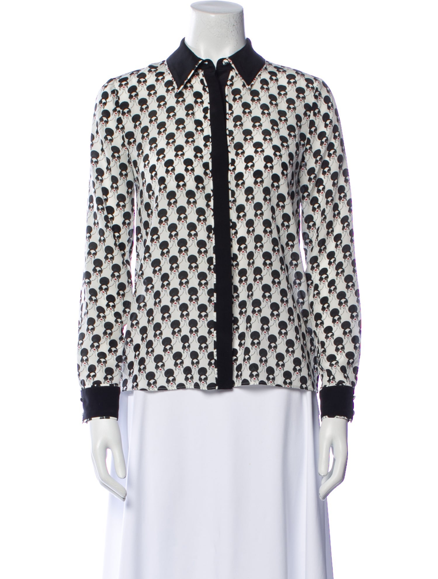 Alice + Olivia Silk Printed Button-Up Top