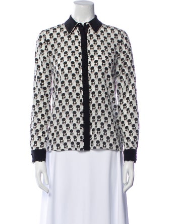 Alice + Olivia Silk Printed Button-Up Top