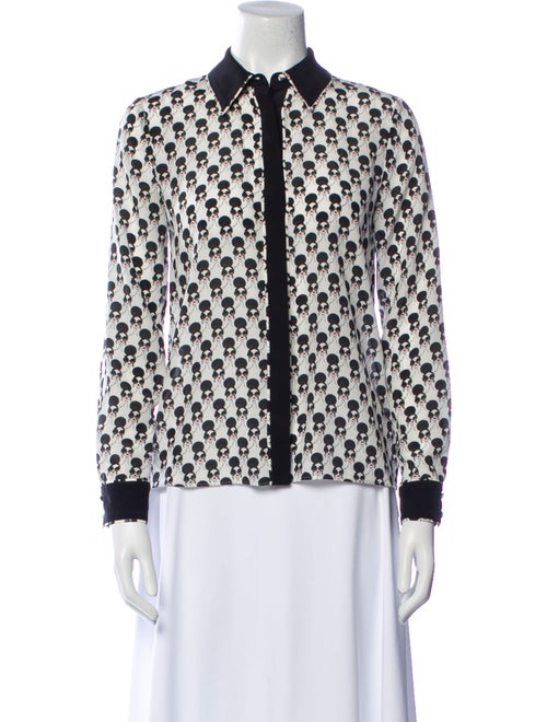 Alice + Olivia Silk Printed Button-Up Top