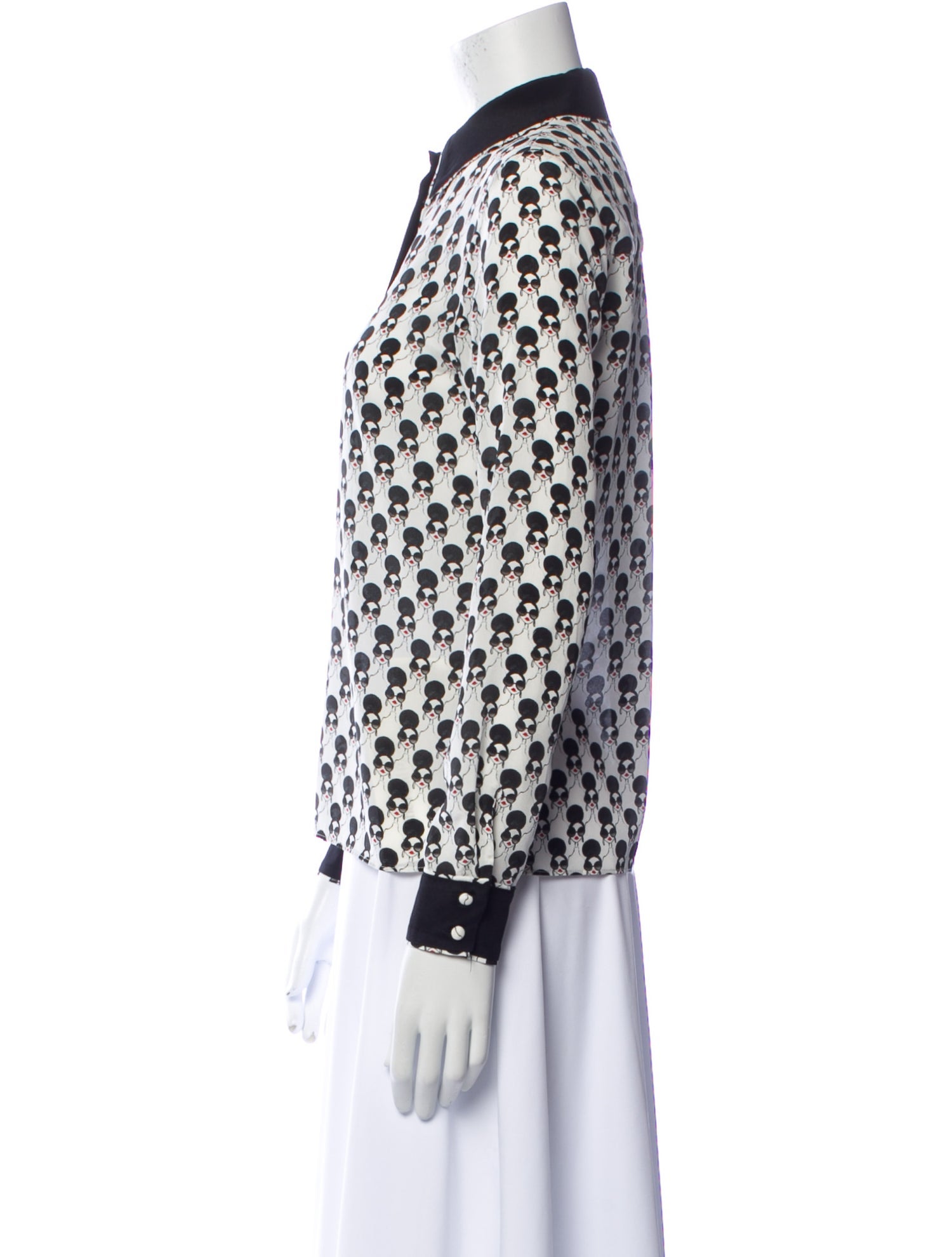 Alice + Olivia Silk Printed Button-Up Top