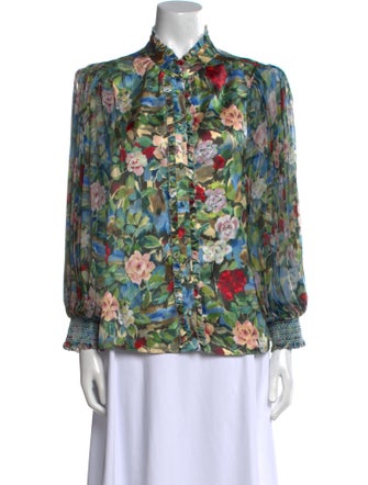 Alice + Olivia Floral Print Long Sleeve Blouse