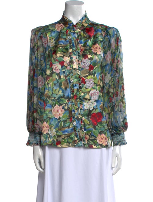 Alice + Olivia Floral Print Long Sleeve Blouse