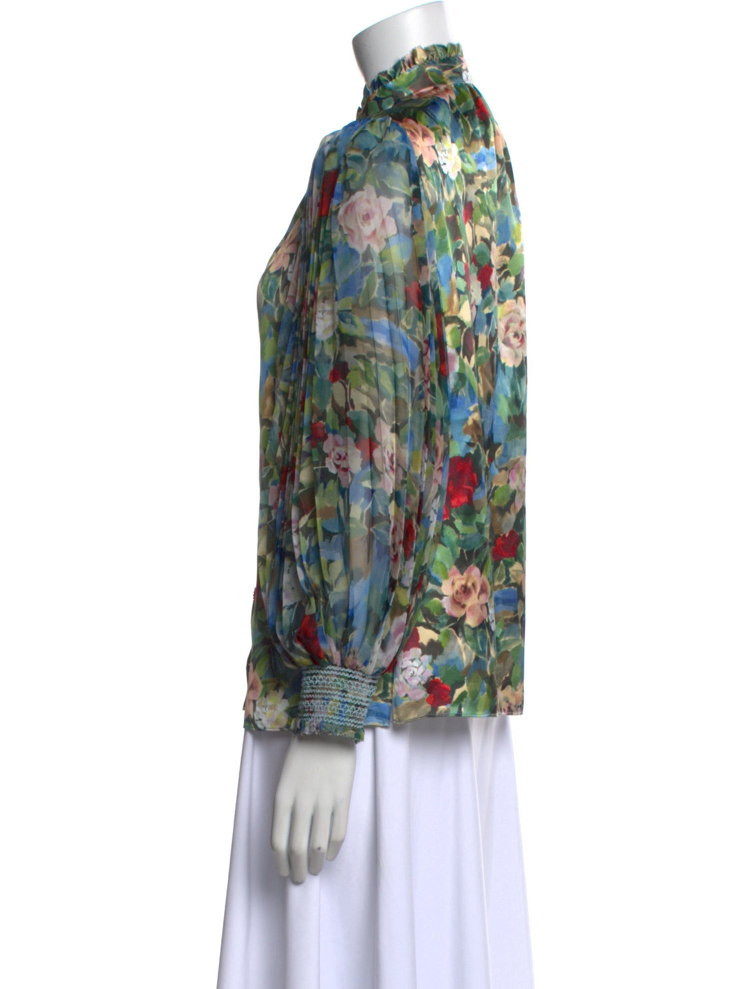 Alice + Olivia Floral Print Long Sleeve Blouse