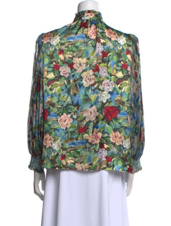 Alice + Olivia Floral Print Long Sleeve Blouse