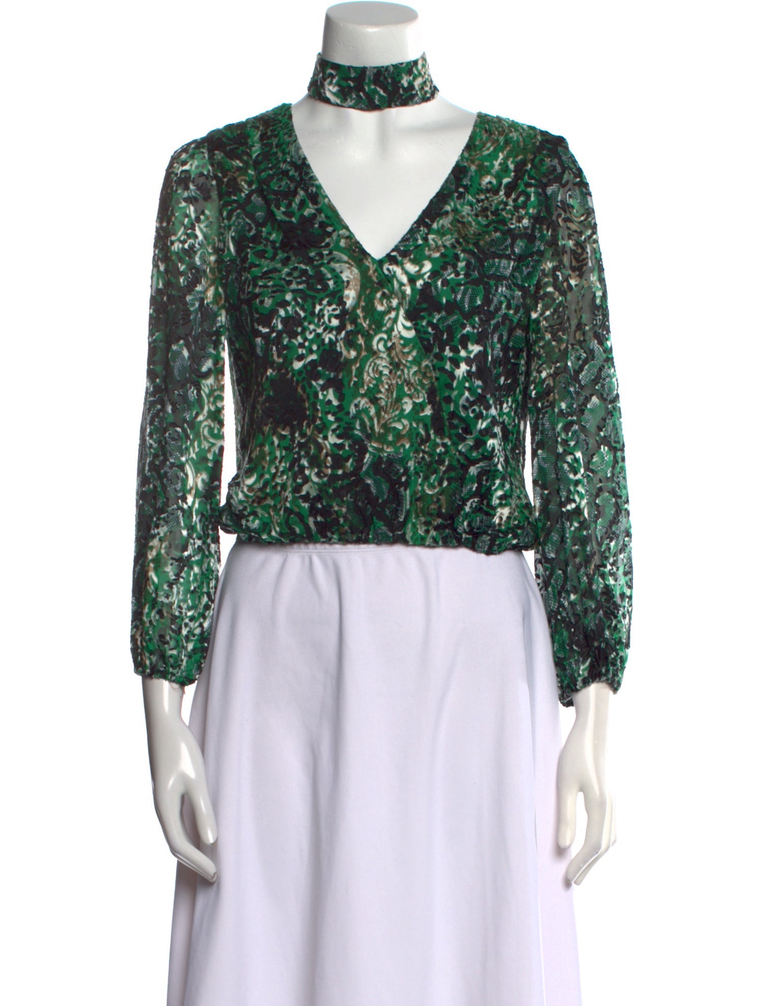 Alice + Olivia Printed Mock Neck Crop Top