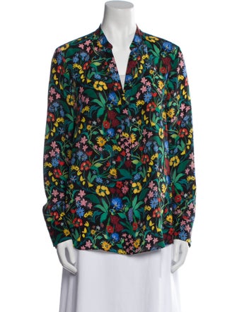 Alice + Olivia Silk Floral Print Blouse