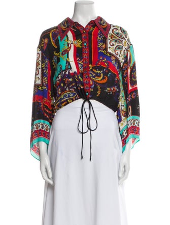 Alice + Olivia Printed V-Neck Crop Top