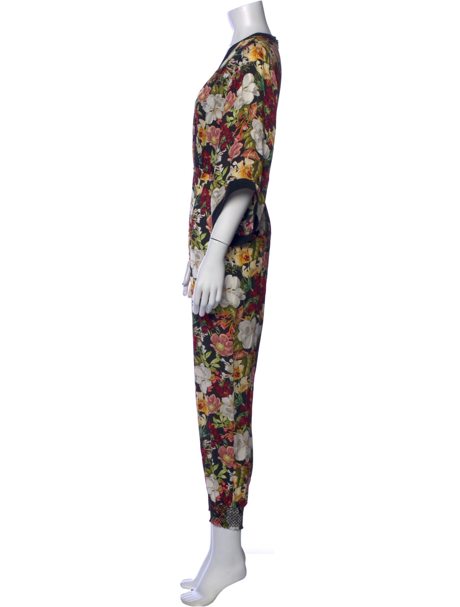 Alice + Olivia Floral Print V-Neck Jumpsuit