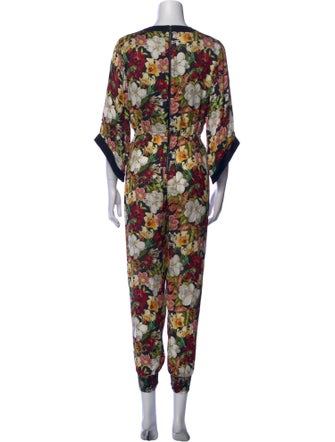 Alice + Olivia Floral Print V-Neck Jumpsuit
