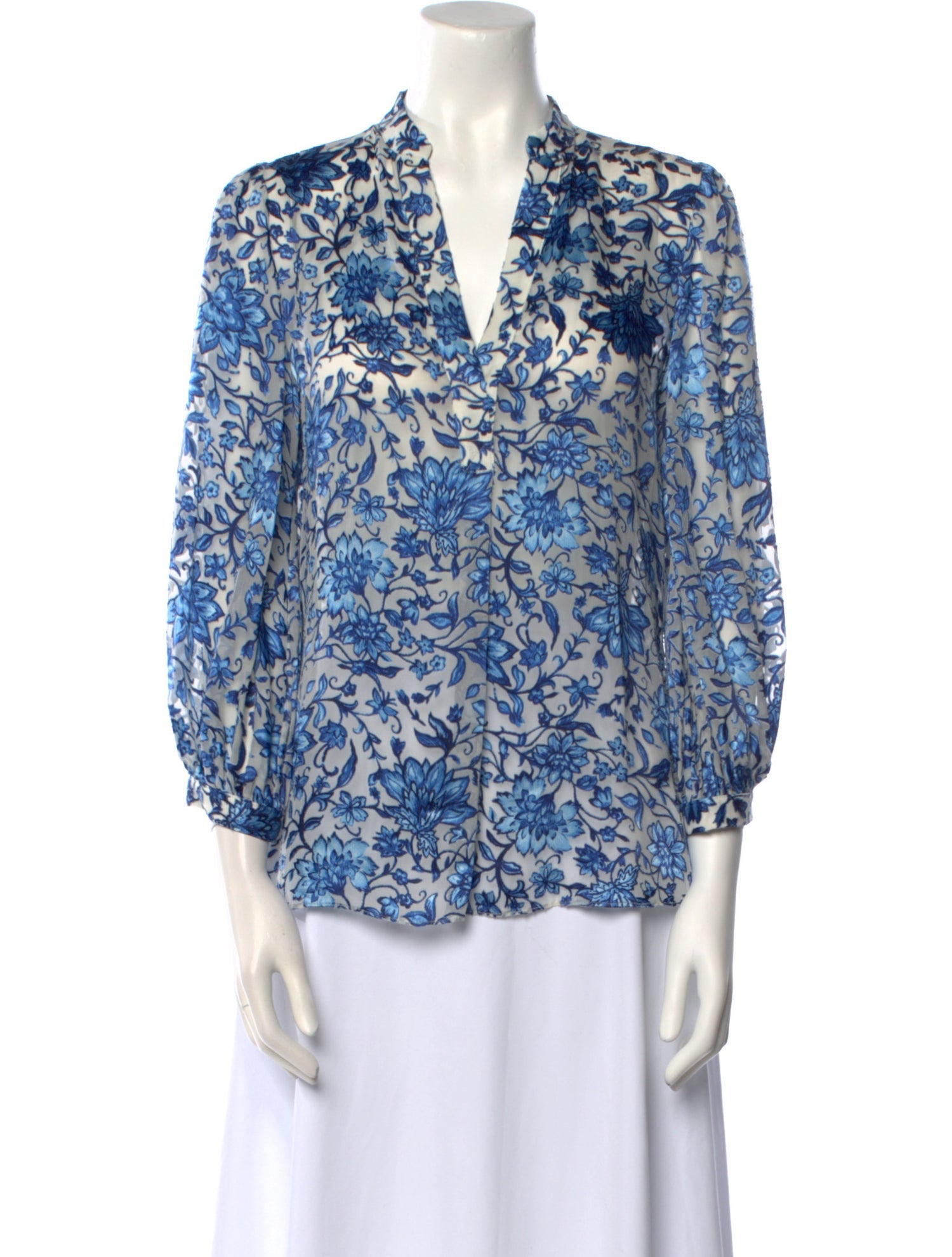 Alice + Olivia Floral Print V-Neck Blouse