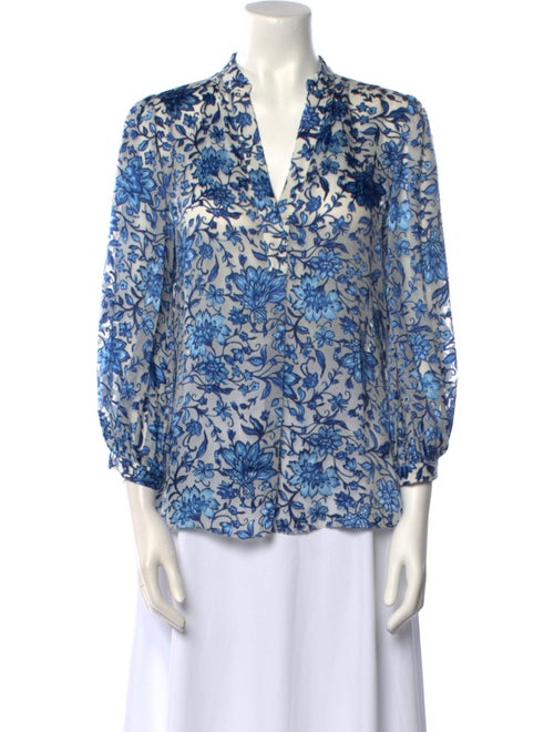 Alice + Olivia Floral Print V-Neck Blouse