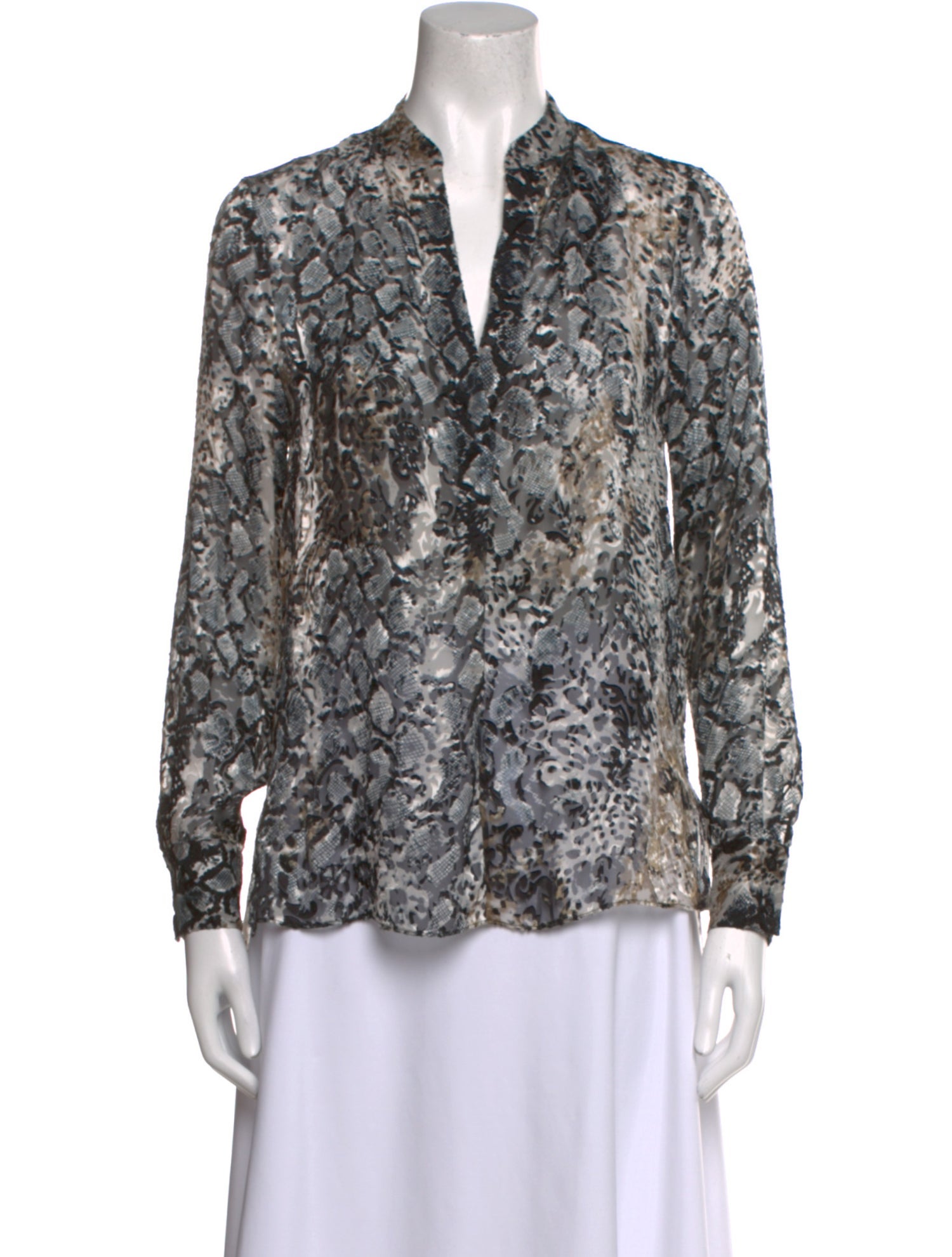 Alice + Olivia Animal Print V-Neck Blouse