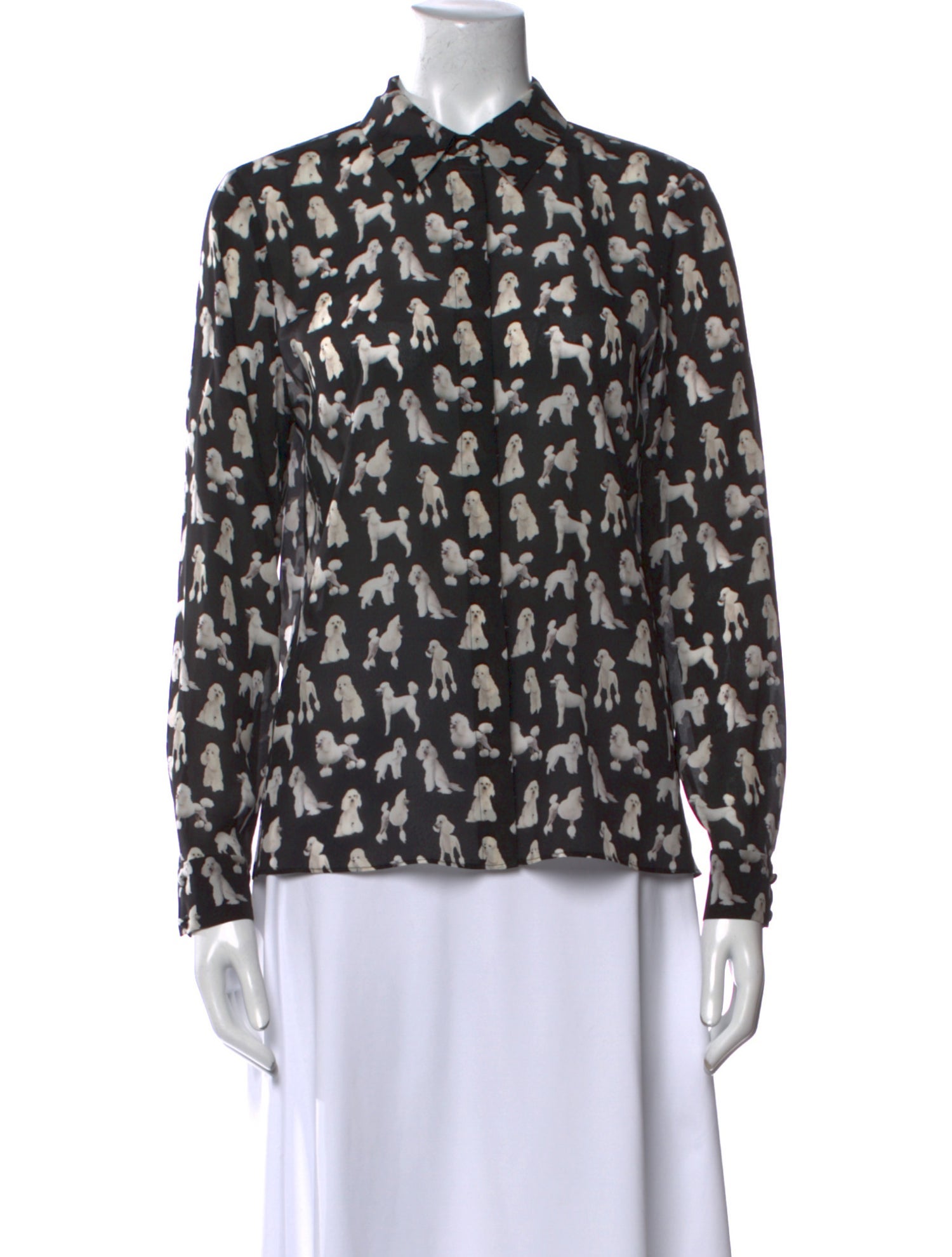 Alice + Olivia Silk Printed Button-Up Top