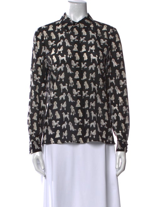 Alice + Olivia Silk Printed Button-Up Top