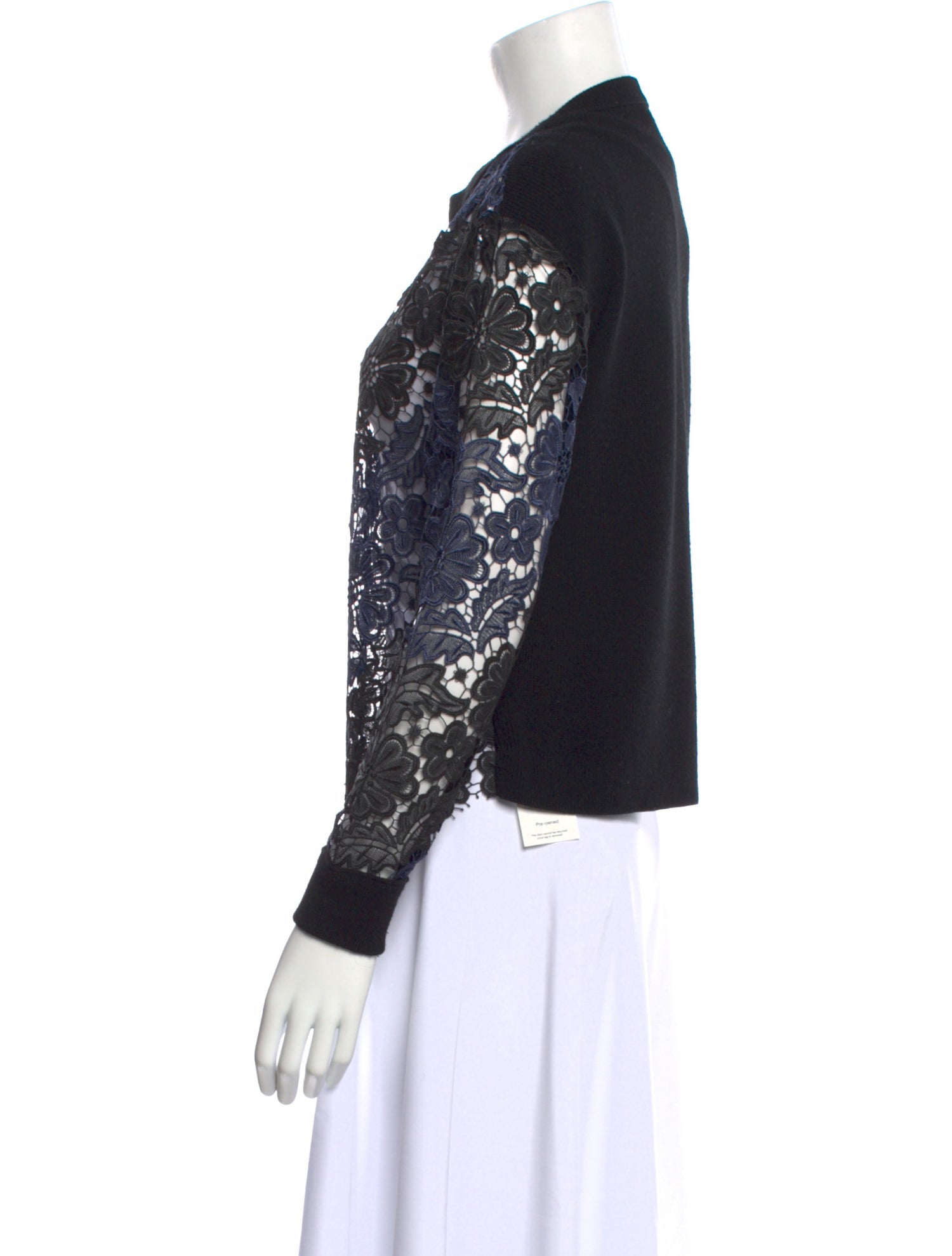 Alice + Olivia Wool Lace Pattern Sweater