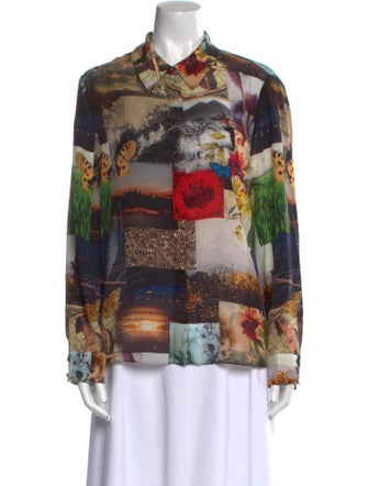 Alice + Olivia Silk Printed Button-Up Top