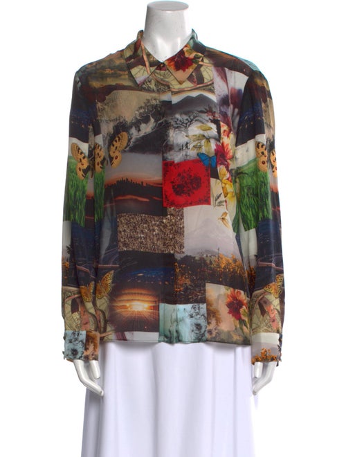 Alice + Olivia Silk Printed Button-Up Top