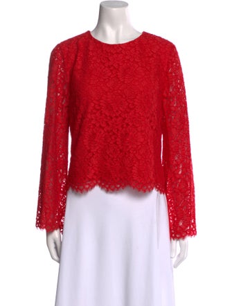 Alice + Olivia Lace Pattern Crew Neck Blouse