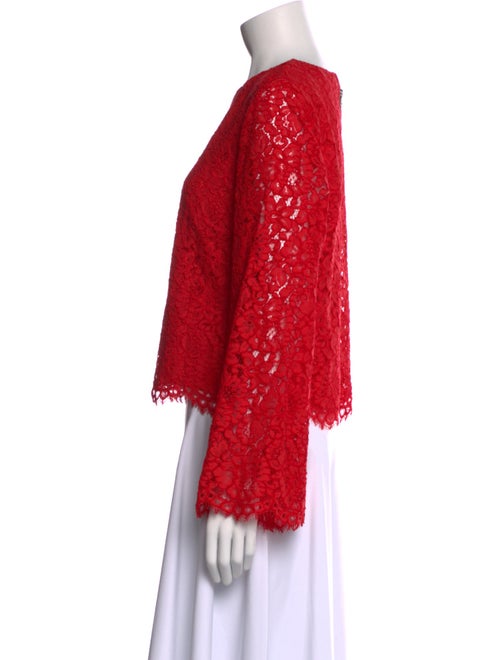 Alice + Olivia Lace Pattern Crew Neck Blouse