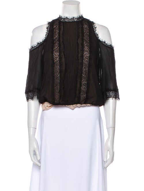 Alice + Olivia Silk Off-The-Shoulder Crop Top