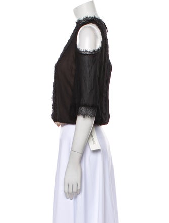 Alice + Olivia Silk Off-The-Shoulder Crop Top