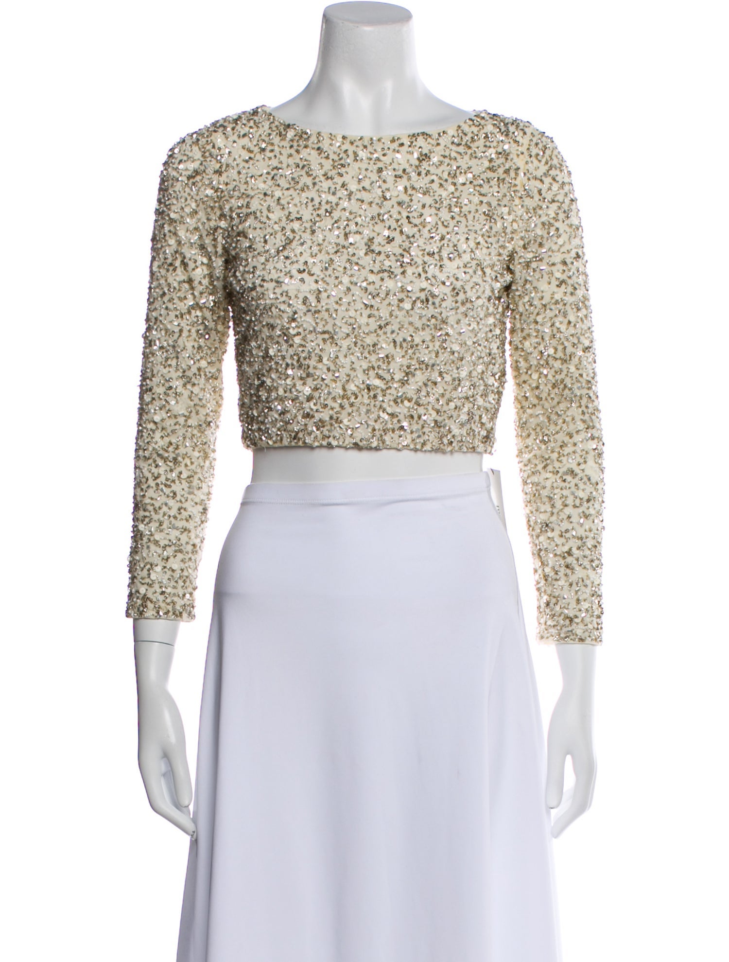 Alice + Olivia Nylon Bateau Neckline Crop Top