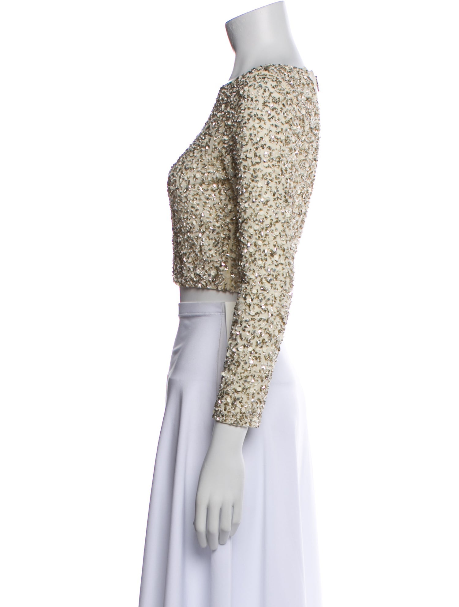 Alice + Olivia Nylon Bateau Neckline Crop Top