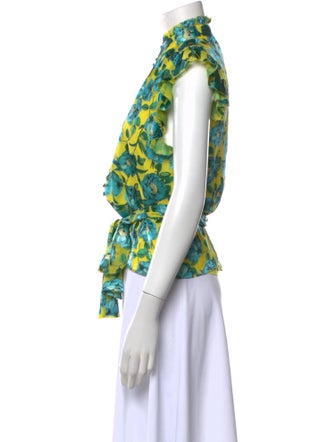 Alice + Olivia Floral Print Mock Neck Blouse