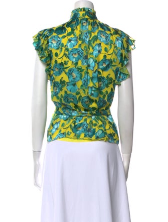 Alice + Olivia Floral Print Mock Neck Blouse