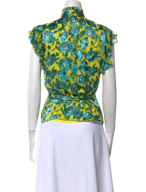 Alice + Olivia Floral Print Mock Neck Blouse