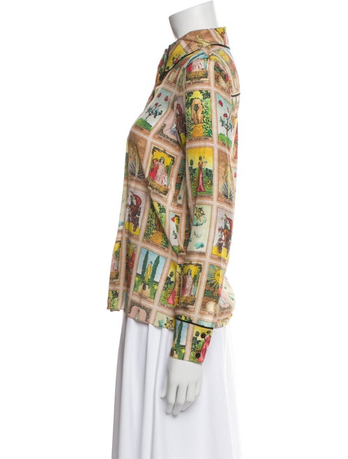 Alice + Olivia Silk Printed Button-Up Top