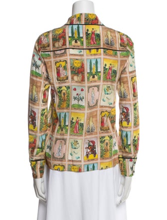 Alice + Olivia Silk Printed Button-Up Top