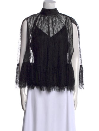 Alice + Olivia Patterned Mock Neck Blouse