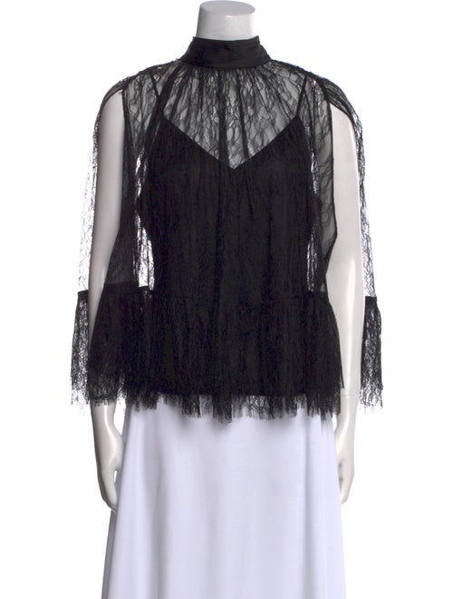 Alice + Olivia Patterned Mock Neck Blouse