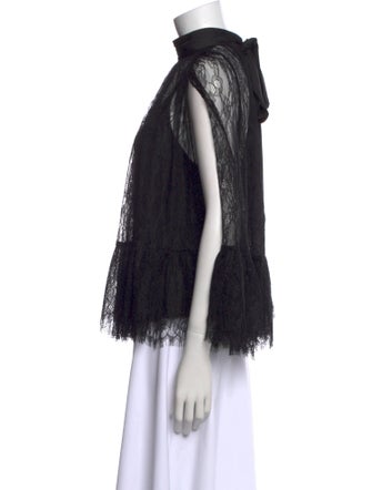 Alice + Olivia Patterned Mock Neck Blouse