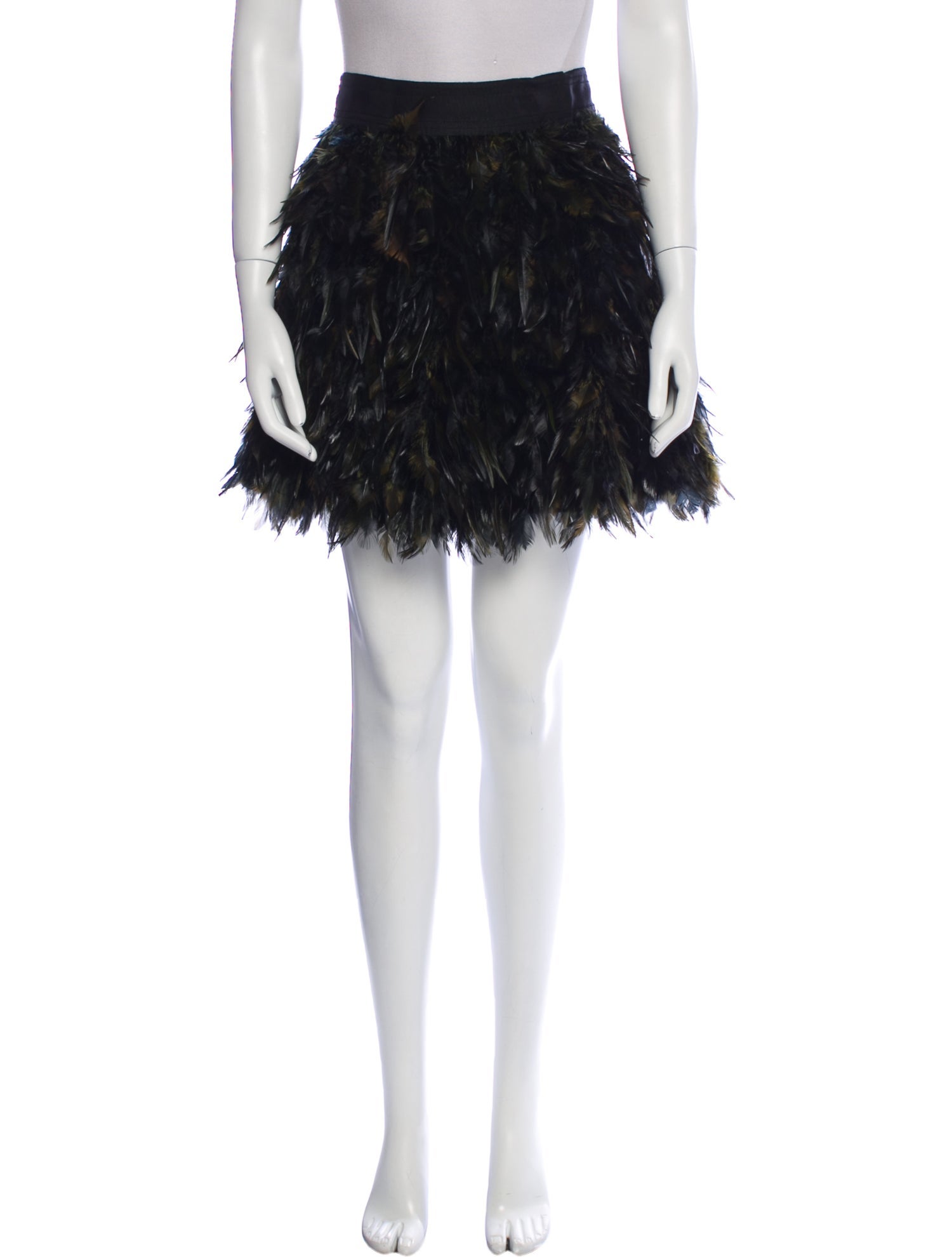 Alice + Olivia Feather Trim Mini Skirt