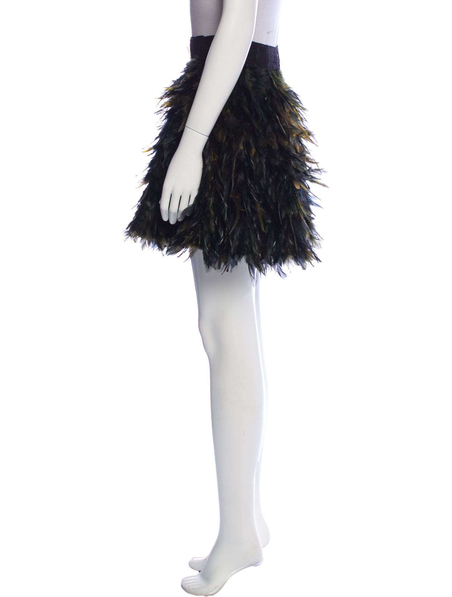 Alice + Olivia Feather Trim Mini Skirt