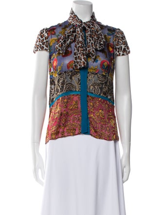 Alice + Olivia Paisley Print Mock Neck Blouse