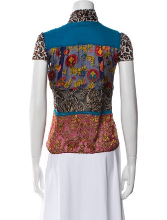 Alice + Olivia Paisley Print Mock Neck Blouse